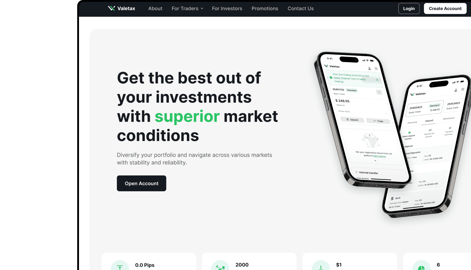 Valetax Open Acc Screen Step 1